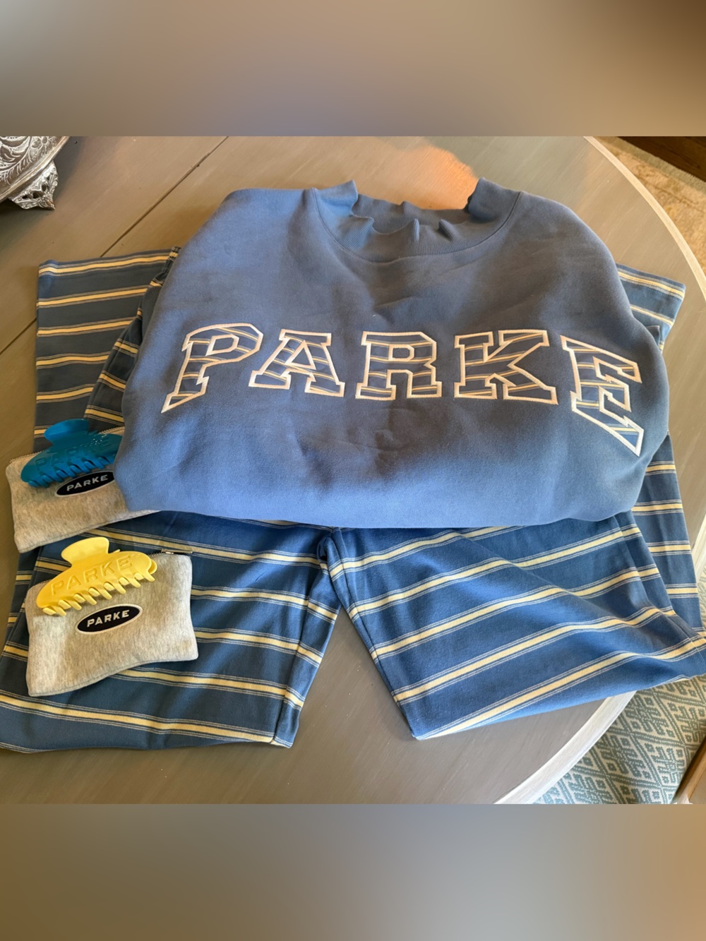 Parker Navy and Cream Striped Kids Pajama Set